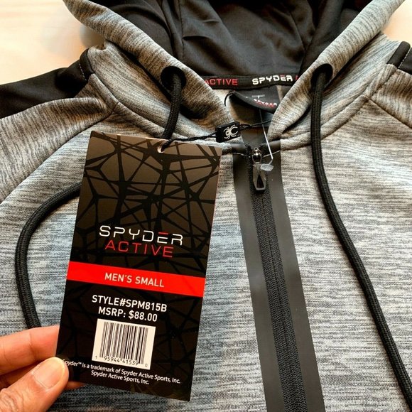 NWT Spyder Active Hoodie Sweatshirt Pullover Mens Small ProWEB Zip Fleece Lined - Picture 3 of 12